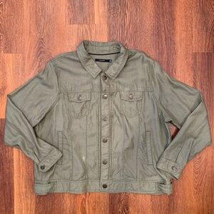Tahari Jacket Womens XXL Olive Green Lightweight Spring Fall Neutral Layering